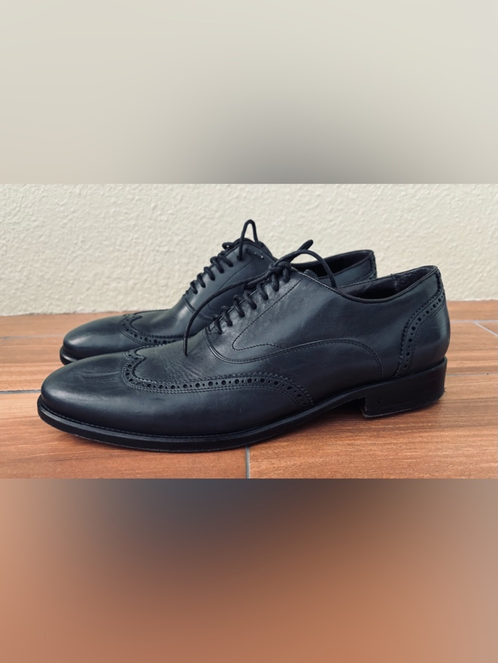 John Varvatos Made In Italy Gray Leather Wingtip Shoes Mens Sz